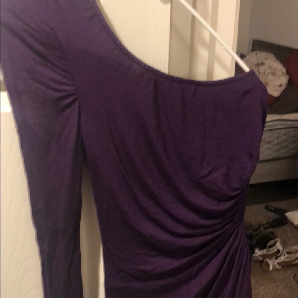 Purple one shoulder Bebe dress